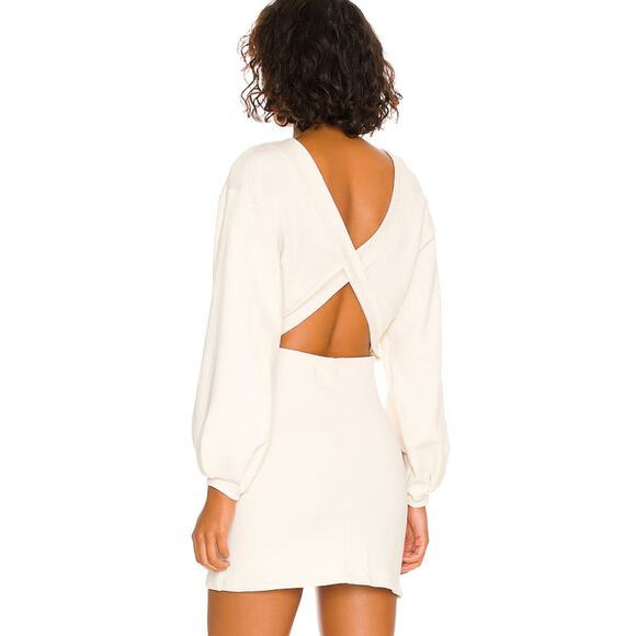 NWT LOVERS & FRIENDS Ada Cutout French Terrry Mini Dress Size Small Ivory - Picture 14 of 14
